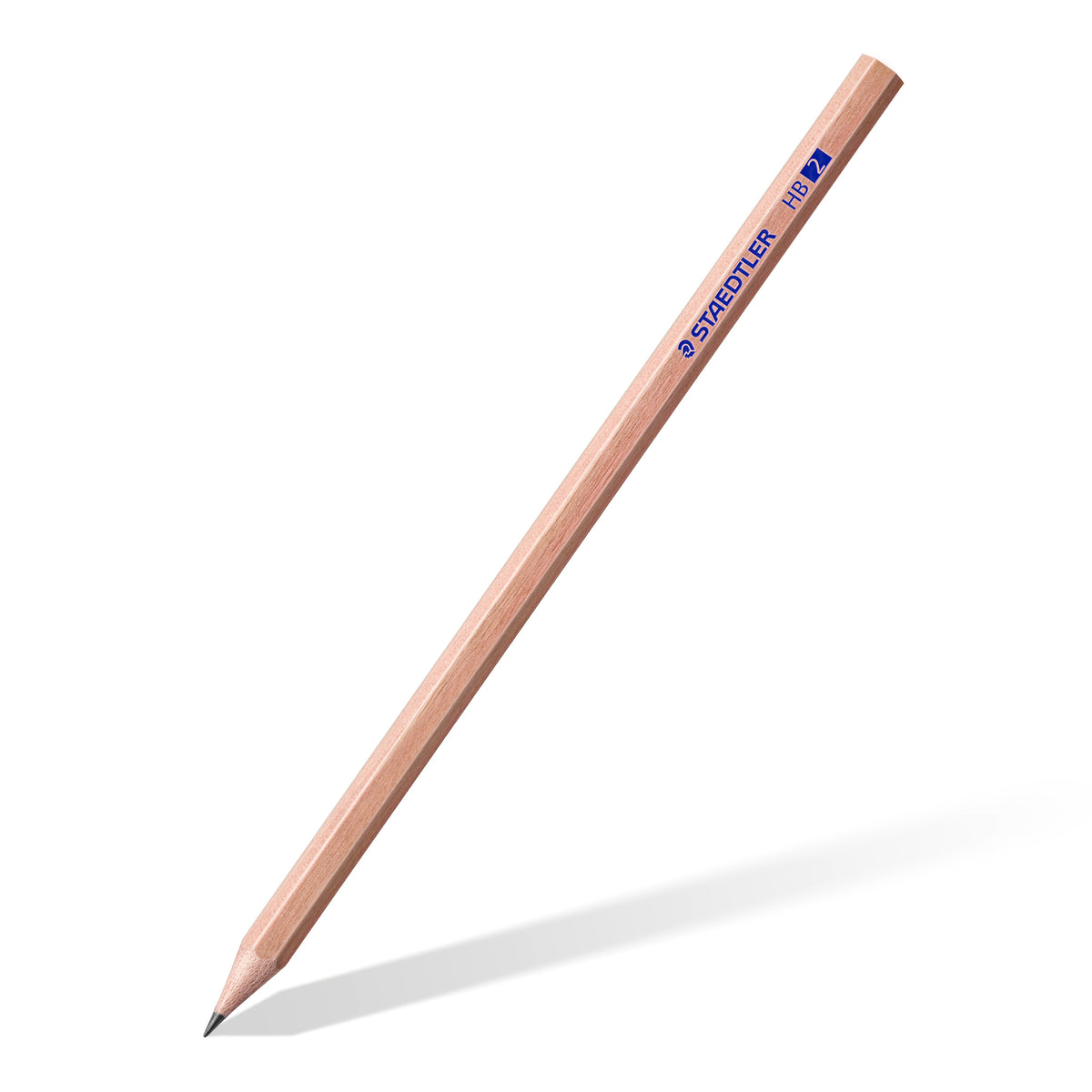 Single Staedtler natural 130 60N-2 HB hexagonal pencil with an unpainted wood finish, the pencil supplied in this cup of 100