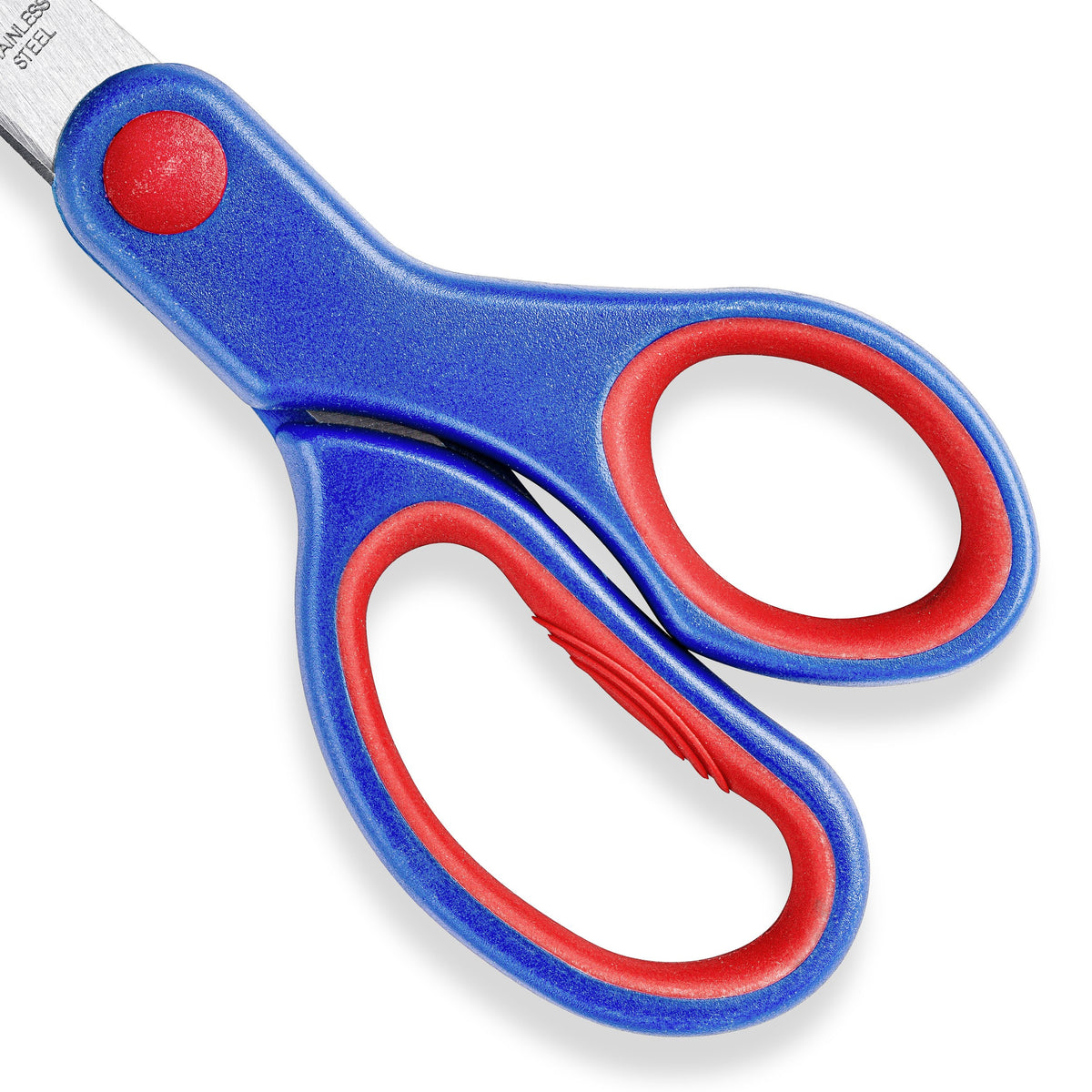 Close-up of the blue Noris handle showing the red soft grip zone inside each finger loop