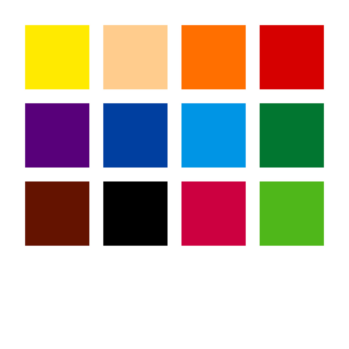 Colour swatch grid of the 12 shades in the Staedtler Noris jumbo coloured pencil range