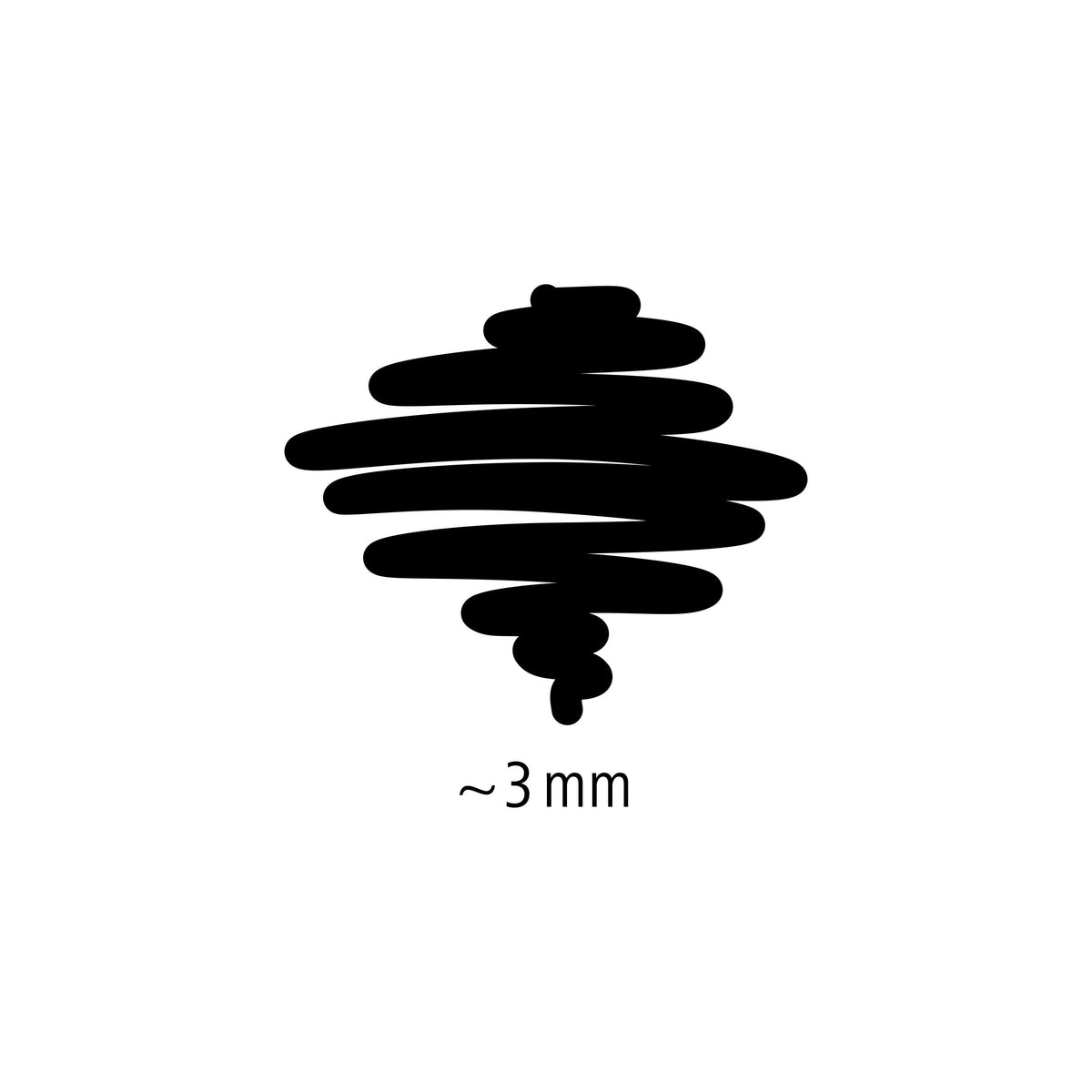 Staedtler line width guide for the 340 jumbo colouring marker, a broad black scribble labelled approx 3 mm