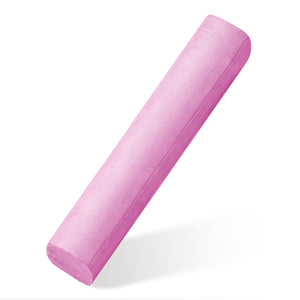 A single pink Staedtler Noris junior jumbo sidewalk chalk lying at an angle on a white background