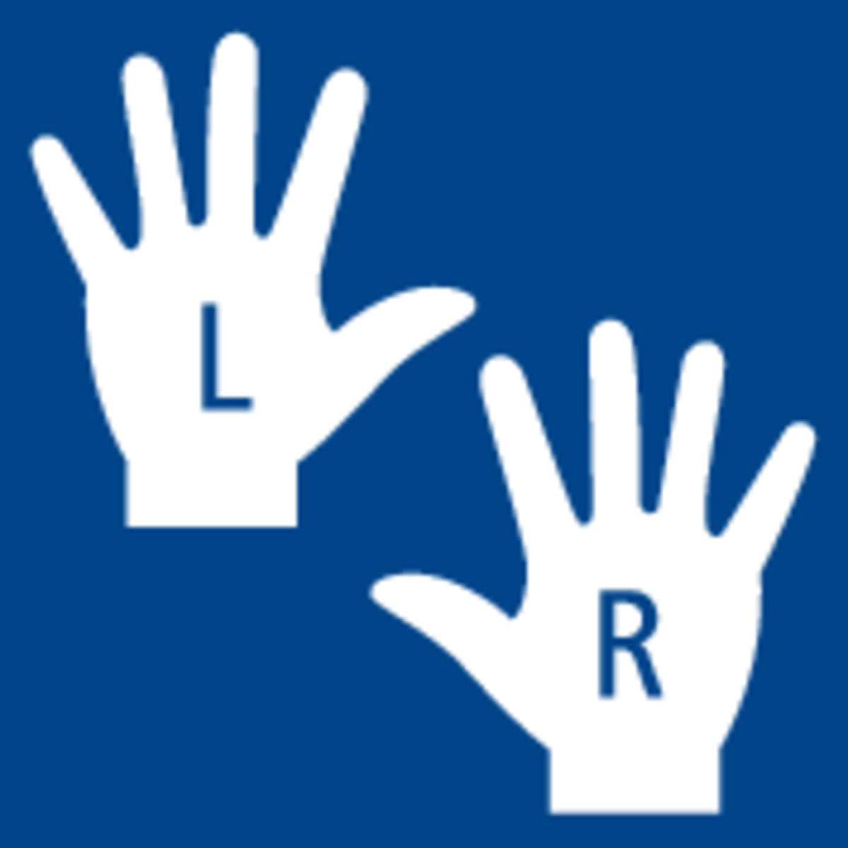 Staedtler pictogram of a left and a right hand marked L and R, for left and right handed use