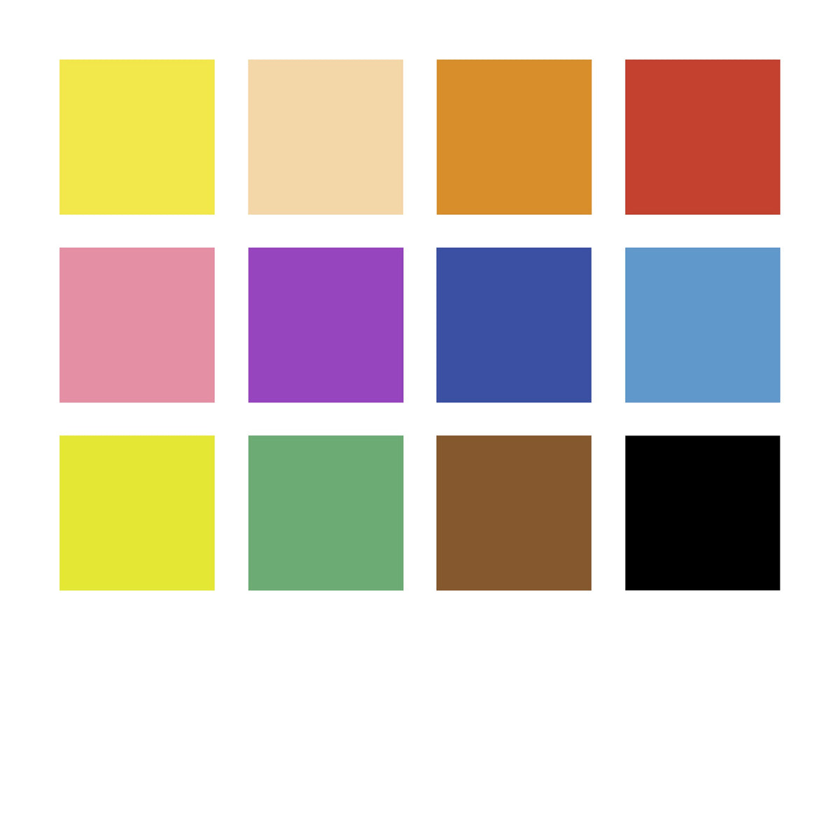 Staedtler colour chart for the 224 C12, twelve swatches including peach, pink, violet, two blues, two greens, brown and black