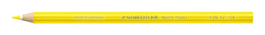 Single yellow Staedtler Noris maxi learner coloured pencil 126 12 lying flat, barrel printed MADE IN GERMANY, STAEDTLER Noris maxi and 126 12, sharpened tip at left