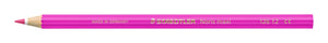 Single pink Staedtler Noris maxi learner coloured pencil 126 12 lying flat, barrel printed MADE IN GERMANY, STAEDTLER Noris maxi and 126 12, sharpened tip at left