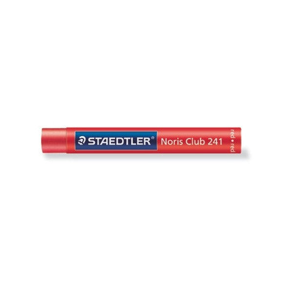 Side view of a red oil pastel in the earlier Noris Club 241 wrapper