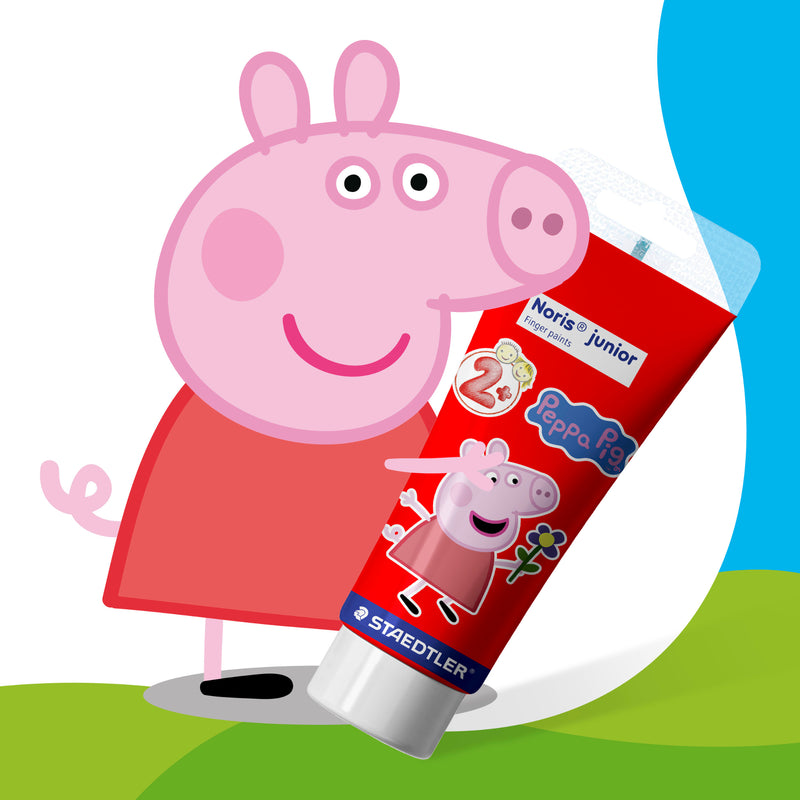 Single Staedtler Noris Junior Peppa Pig finger paints 75ml shown out of the pack in Peppa Pig design against a white background