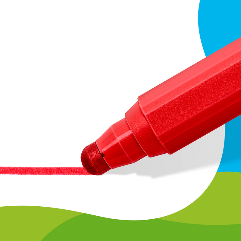 Close-up detail of the Staedtler Noris Junior Peppa Pig jumbo fibre tip pens showing the tip and Peppa Pig print