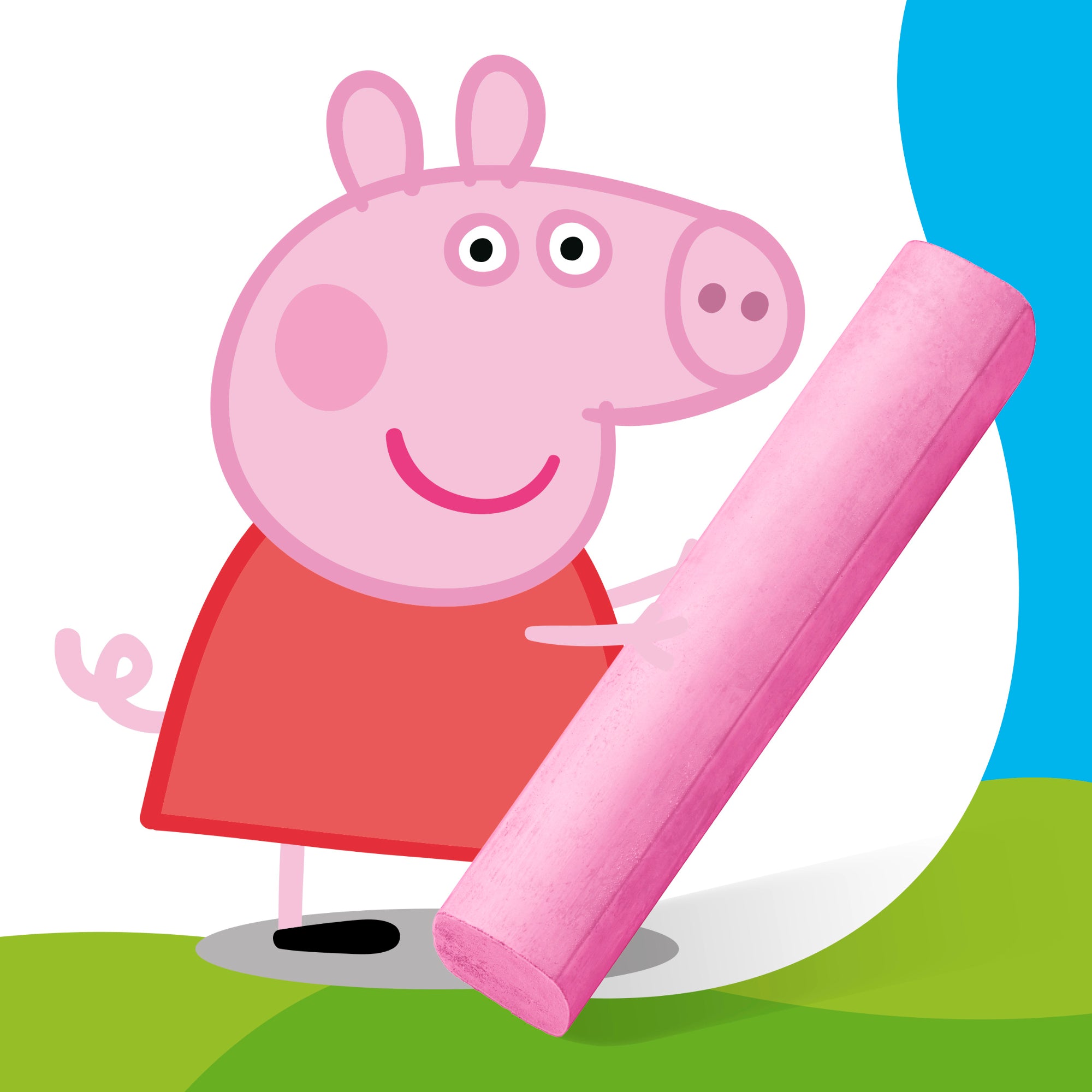 Single Staedtler Noris Junior Peppa Pig sidewalk chalk shown out of the pack in Peppa Pig design against a white background