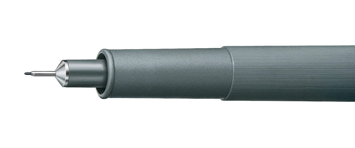 Close-up of the long metal tip of a Staedtler pigment liner