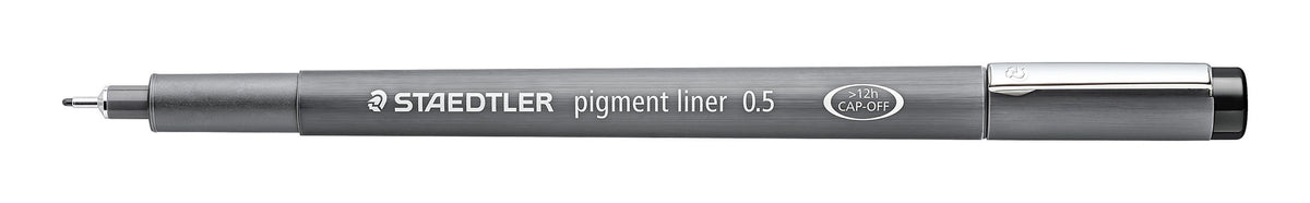 Staedtler pigment liner 308 05-9 uncapped, grey barrel marked 0.5 with metal tip