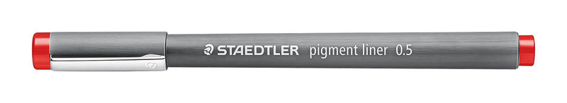 The red-capped Staedtler 308 05-2 pigment liner closed, barrel printed STAEDTLER pigment liner 0.5