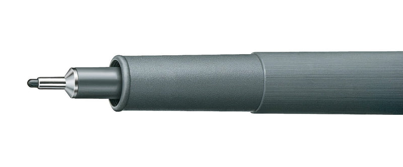 Close-up of the 0.6 mm pigment liner nose showing the metal tip sleeve and the grey grip