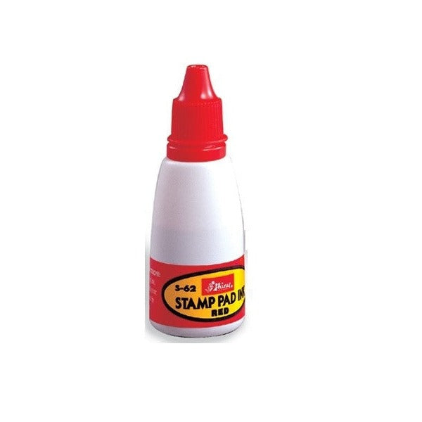 Shiny 9S62 supreme ink bottle with a red cap and a red label printed S-62 STAMP PAD INK RED with the Shiny logo