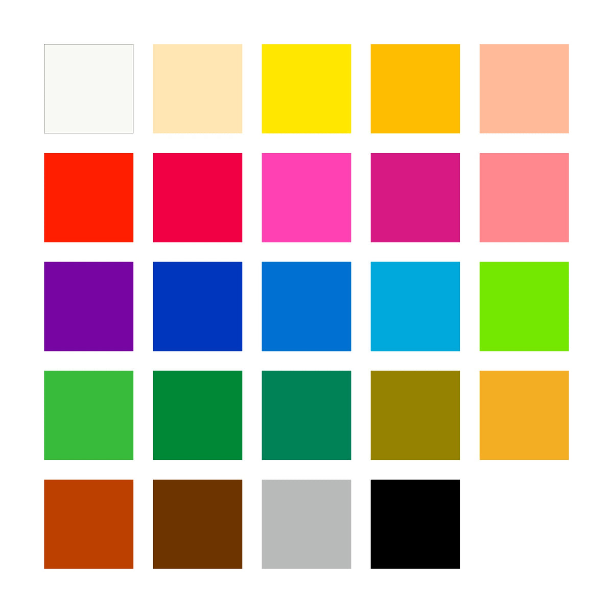 Staedtler colour chart for the 2430 C24 box, 24 swatches in rows from white, cream and yellows through pinks, blues and greens to browns, grey and black