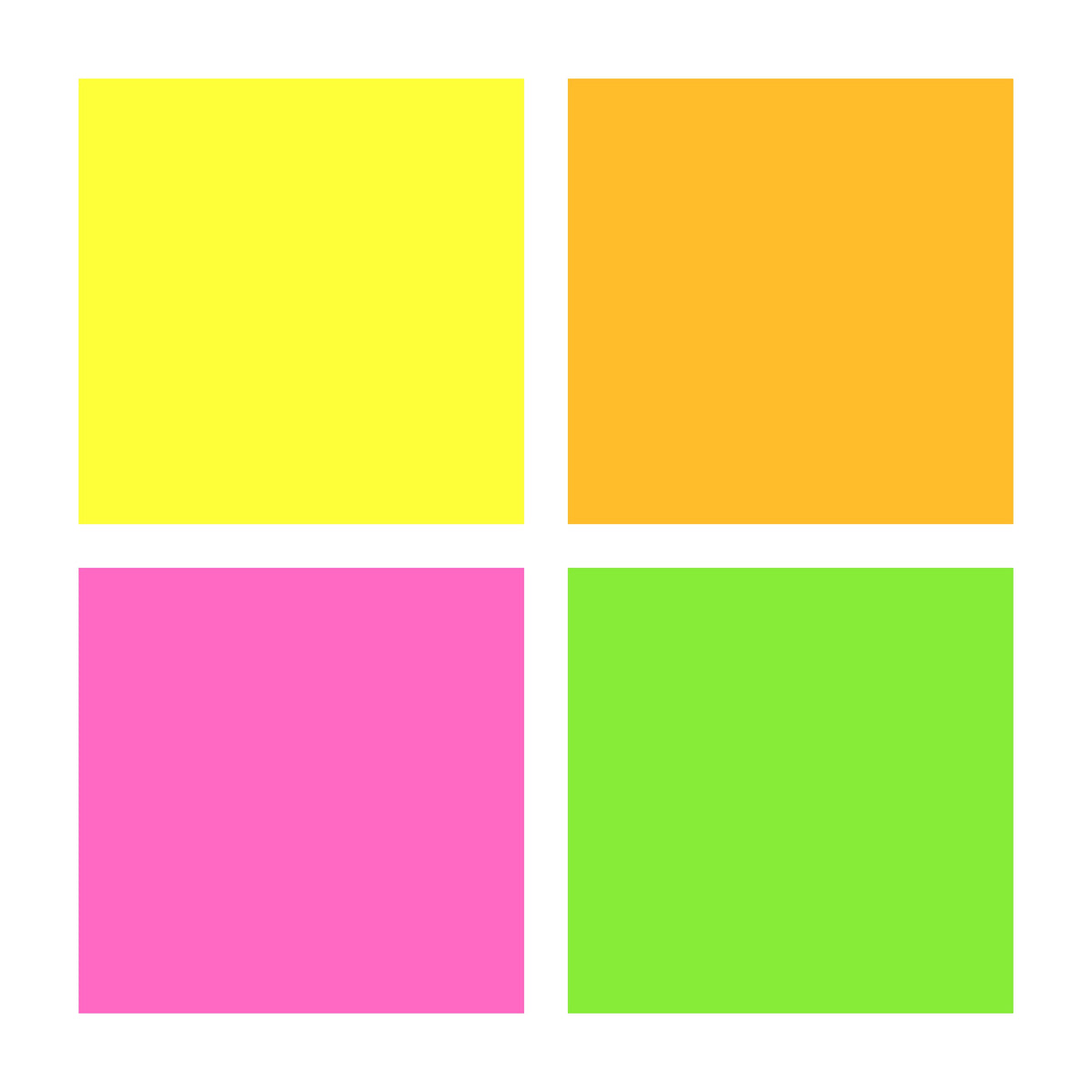 Four colour squares, yellow, orange, pink and green, showing the ink colours in the 364 SC4 set