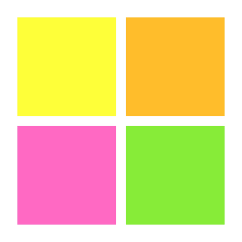 Four colour squares, yellow, orange, pink and green, showing the ink colours in the 364 SC4 set