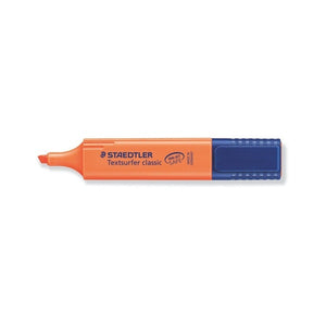 Orange Textsurfer classic 364-4 with the cap off, chisel tip at the left and the INK JET SAFE mark on the barrel