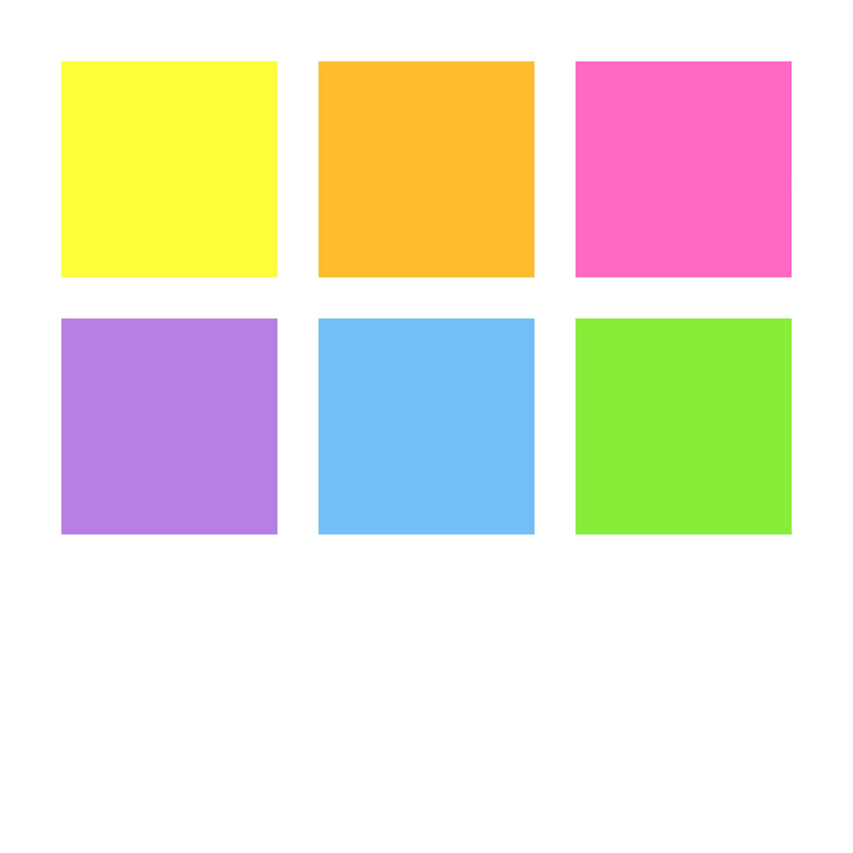 Six colour squares from Staedtler for the wallet: yellow, orange, pink, violet, blue and green
