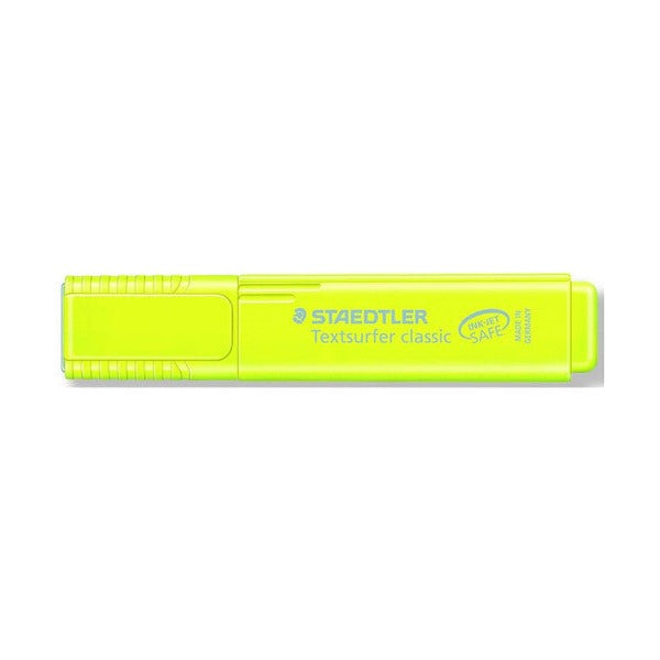 Yellow rainbow colours Textsurfer classic with its translucent cap on, side view