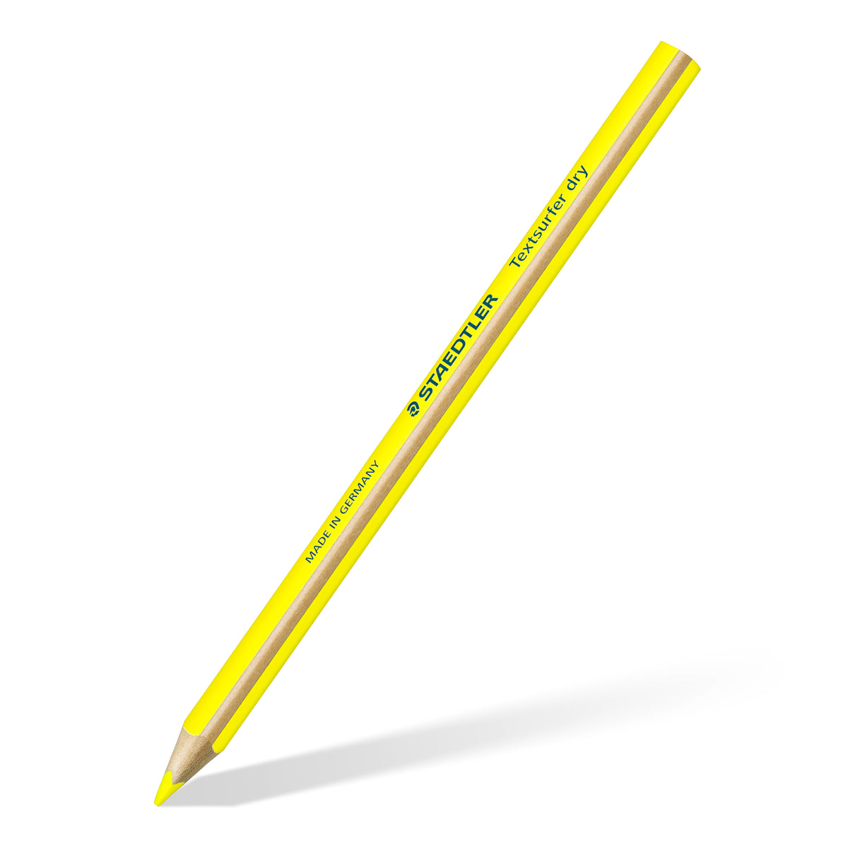 Yellow Staedtler Textsurfer dry jumbo triangular highlighter pencil, one of the neon colours on the 12864-SBK4 card