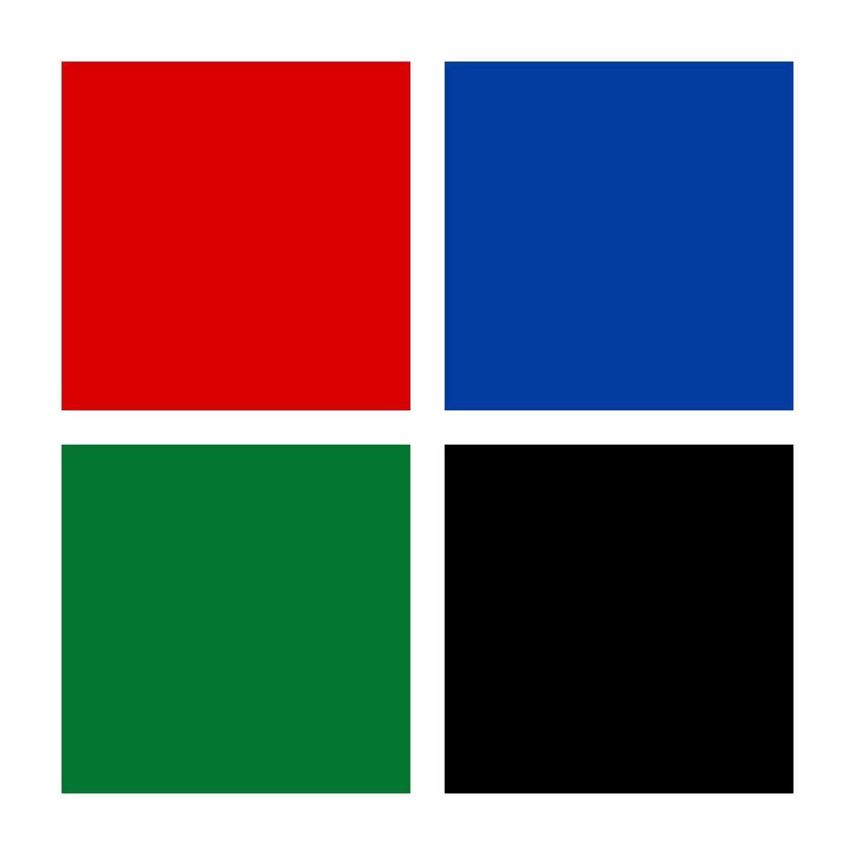 Four square colour chips in red, blue, green and black for the inks in the Staedtler triplus ball fine wallet