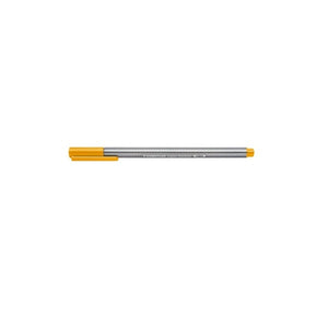 Staedtler triplus fineliner 334-16 with its golden ochre cap on, silver triangular barrel printed STAEDTLER triplus fineliner