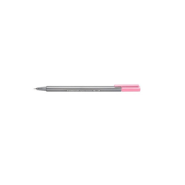 Light rose triplus fineliner with the cap on, earlier grey triangular barrel and pale pink cap