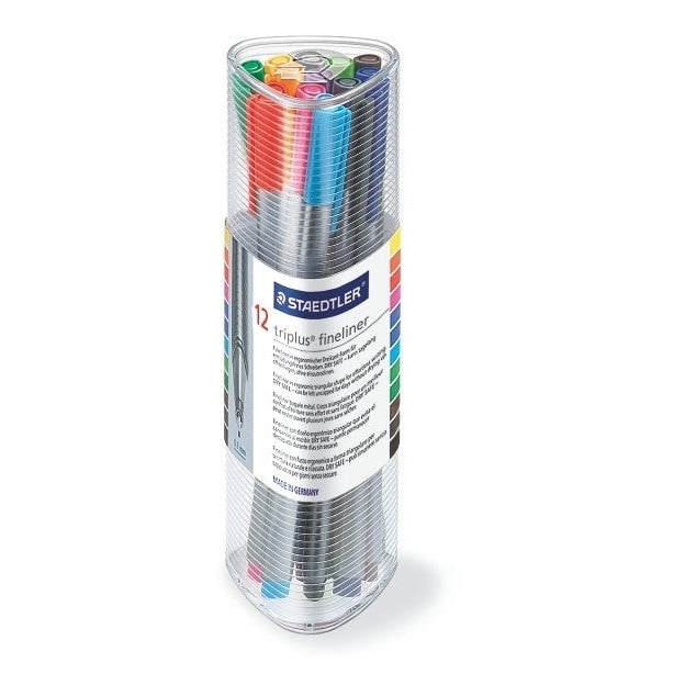 Back of the earlier triplus tub of 12 with printed product text on the sleeve and a STAEDTLER logo near the base