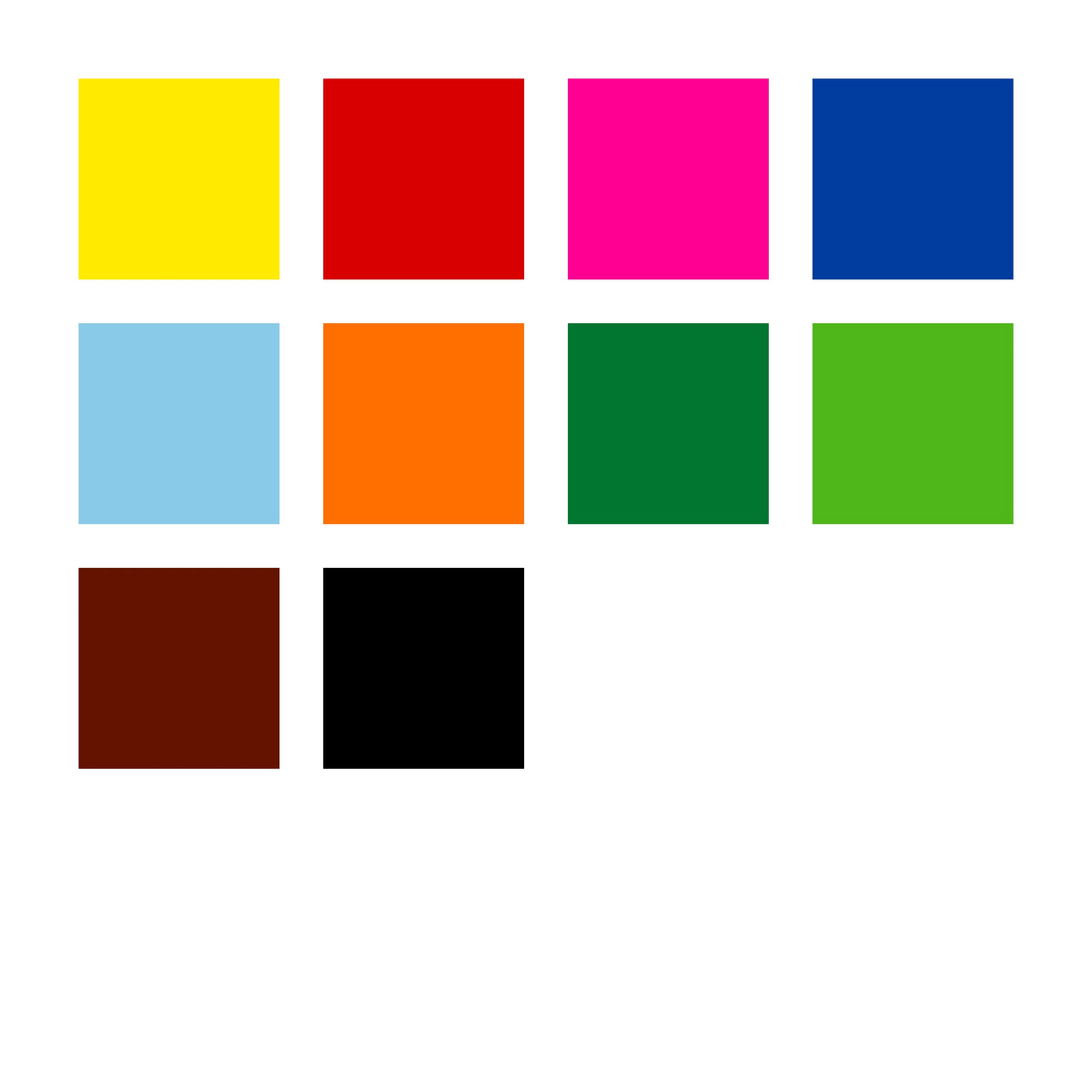 Staedtler colour chart for the earlier 334 SB10 assortment: yellow, red, magenta, blue, light blue, orange, green, light green, brown and black