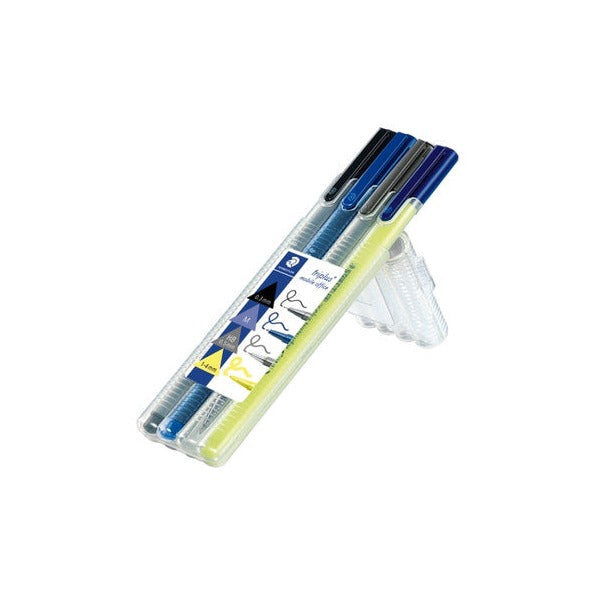 Earlier design of the triplus mobile office box opened into a stand with the four pens visible