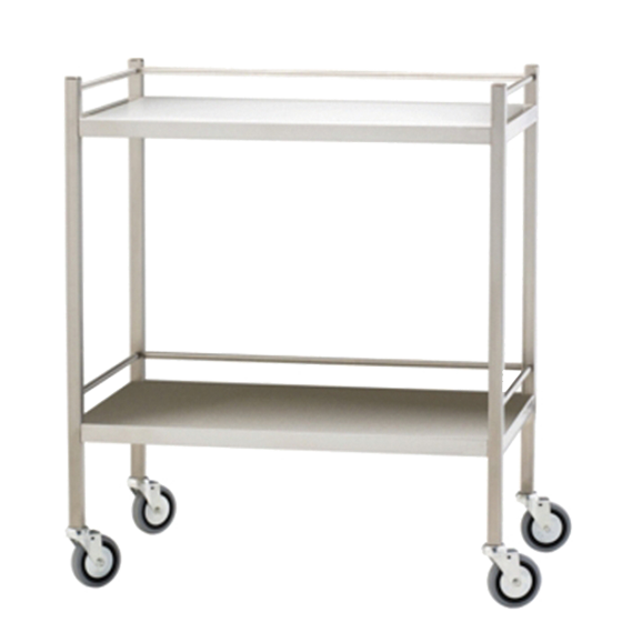 Stainless Steel Medical Instrument Trolley with Rails 80 x 50 x 97cm durable clinical trolley for instrument and supply storage