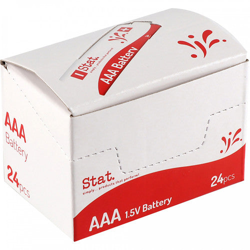 Stat AAA alkaline batteries box of 24 on a white background