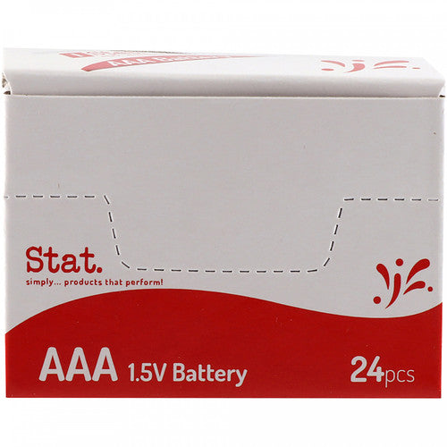 Box of 24 Stat AAA batteries suitable for office and home use