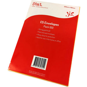 Stat C5 Kraft peel-and-seal envelopes 229x162mm, pack of 100, plain face for labelling or handwriting