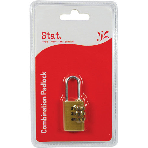 Stat. brass 3-digit combination padlock for luggage and lockers