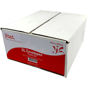 Stat DL white security envelopes with internal pattern and peel-and-seal closure, box of 500