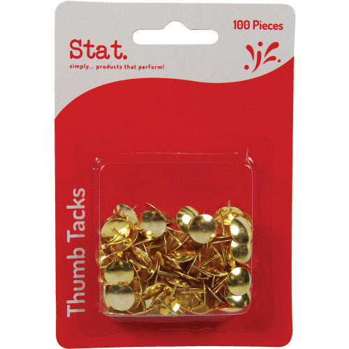 Stat gold drawing pins pack of 100 for pinboards and notice boards
