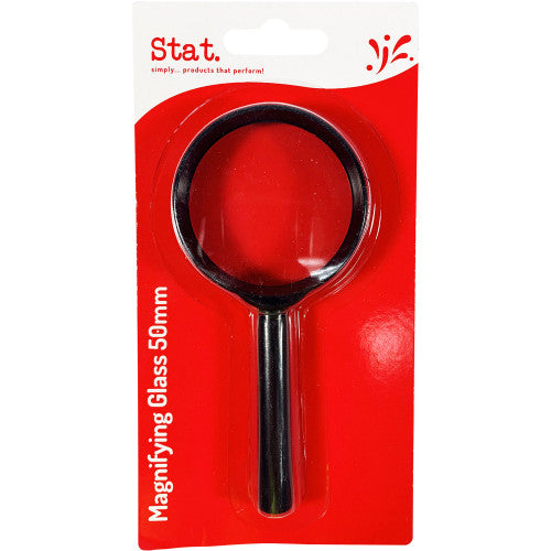 Stat 50mm black magnifying glass with long handle and bifocal lens