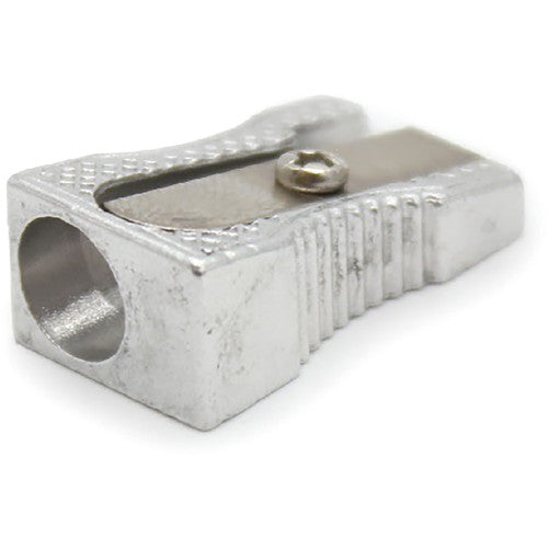 Stat. silver metal single-hole pencil sharpeners, box of 20, wedge shape with quality metal blade