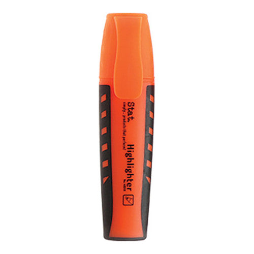 Stat. orange fluorescent highlighter with wedge chisel tip and rubberised grip