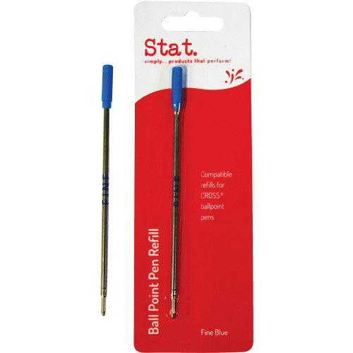 Stat. Cross style fine blue ballpoint pen refills, pack of 10