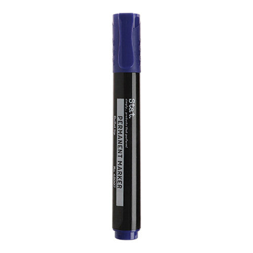 Stat. permanent marker with 2.0mm bullet nib in blue, suitable for plastic, metal, glass and wood surfaces