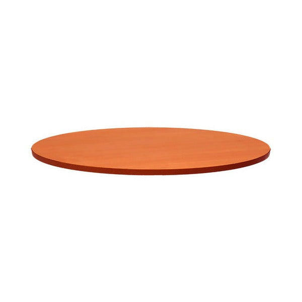 Rapidline round table top in Cherry, shown on its own at an angle against a plain white background