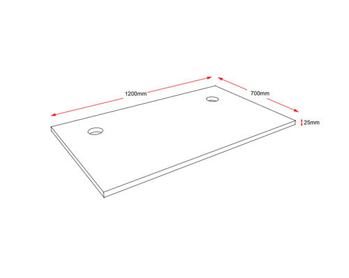 Rapidline Rectangle Table Top 1200 x 700 x 25mm with 2 Cable Port Only Natural White
