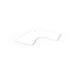 Rapidline corner workstation top in Natural White, shown on its own at an angle against a plain white background