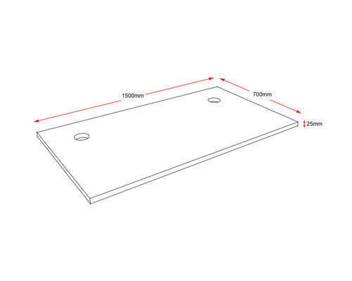 Rapidline Rectangle Table Top 1500 x 700 x 25mm with 2 Cable Port Only Natural White