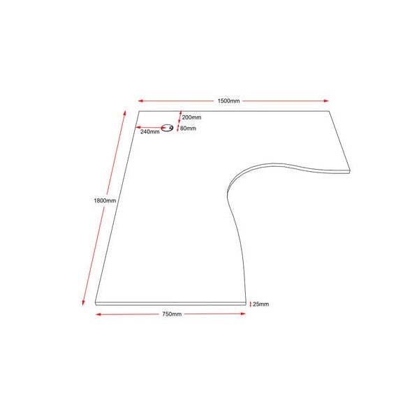 Rapidline Corner Workstation Top 1800 x 1500 x 750 x 25mm Only Natural White