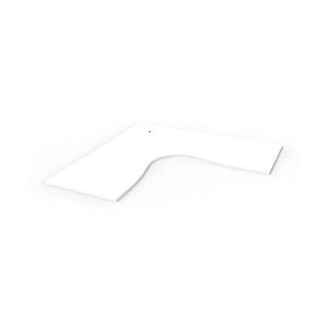 Rapidline corner workstation top in Natural White, shown on its own at an angle against a plain white background