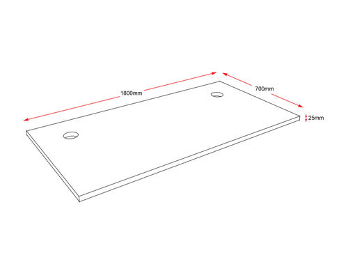 Rapidline Rectangle Table Top 1800 x 700 x 25mm with 2 Cable Port Only Natural White